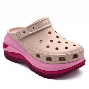 Crocs Mega Crush Matte Platform Clogs 210749-209‎ Women’s 8 Men’s 6 Beige Pink